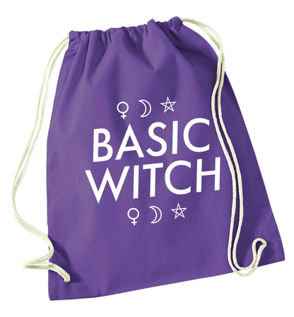 Basic witch 1 purple drawstring bag
