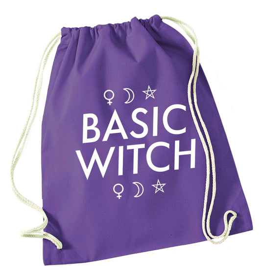 Basic witch 1 purple drawstring bag