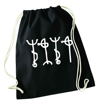 Draumstafir staves black drawstring bag