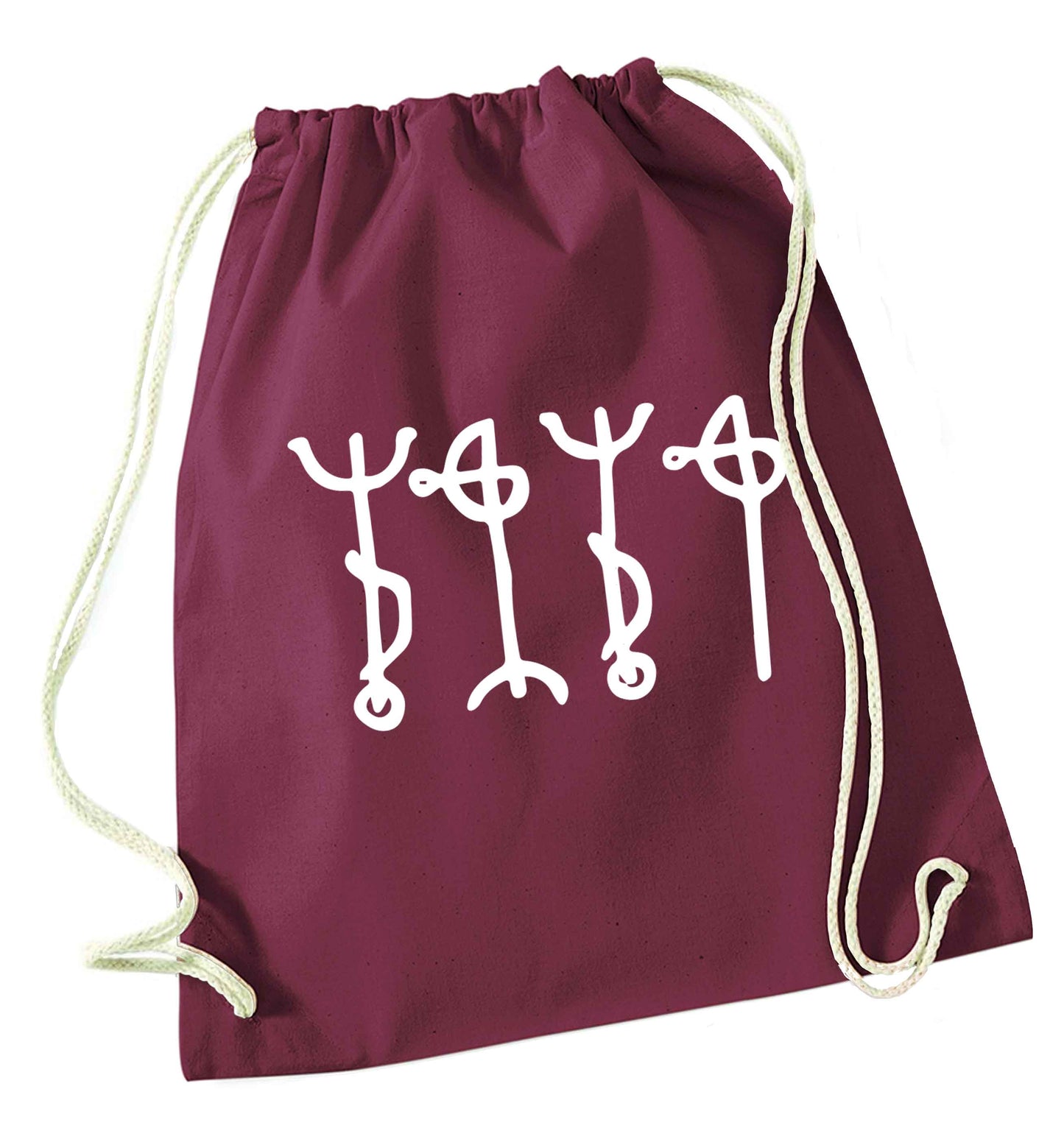 Draumstafir staves maroon drawstring bag