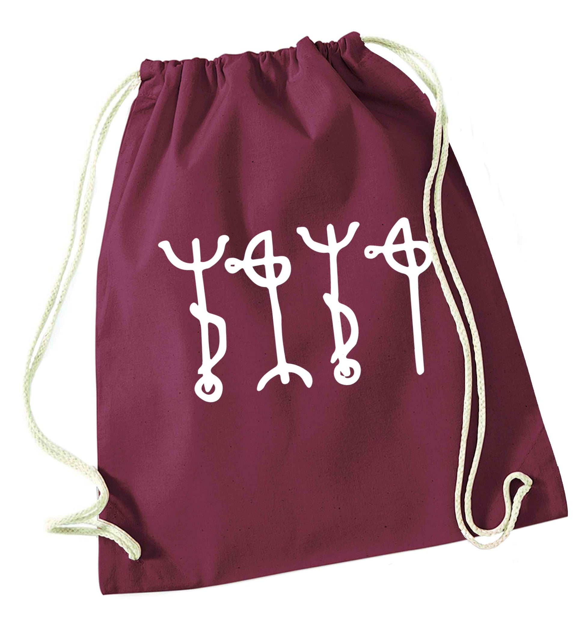 Draumstafir staves maroon drawstring bag