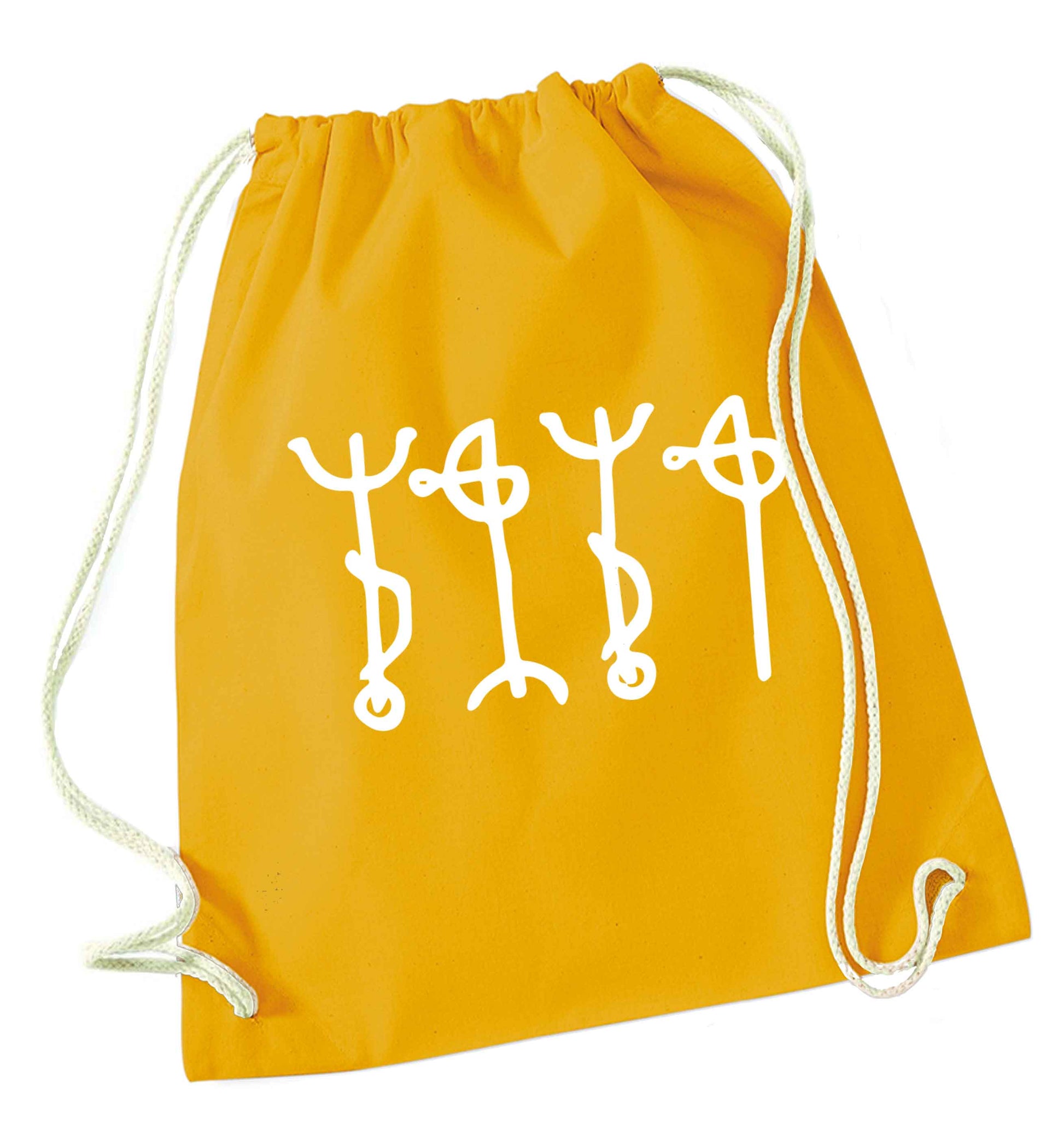 Draumstafir staves mustard drawstring bag