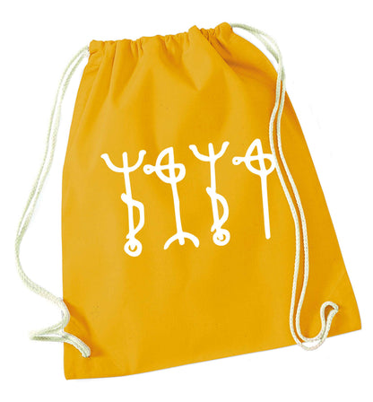 Draumstafir staves mustard drawstring bag
