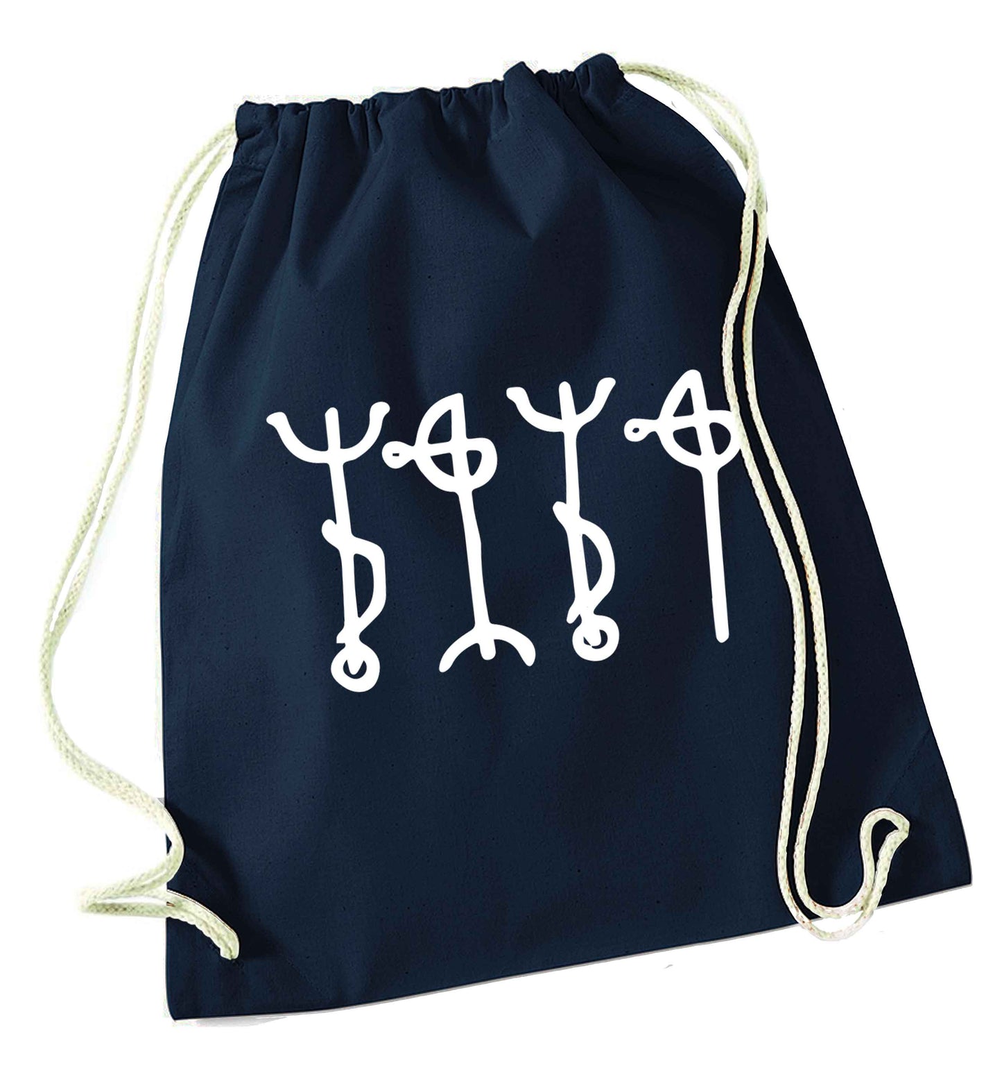 Draumstafir staves navy drawstring bag