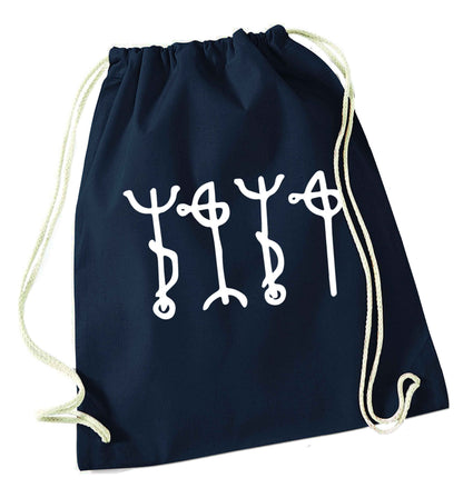 Draumstafir staves navy drawstring bag