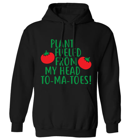 Plant fueled from my head to-ma-toes adults unisex black hoodie 2XL