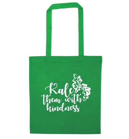 Kale them with kindness green tote bag