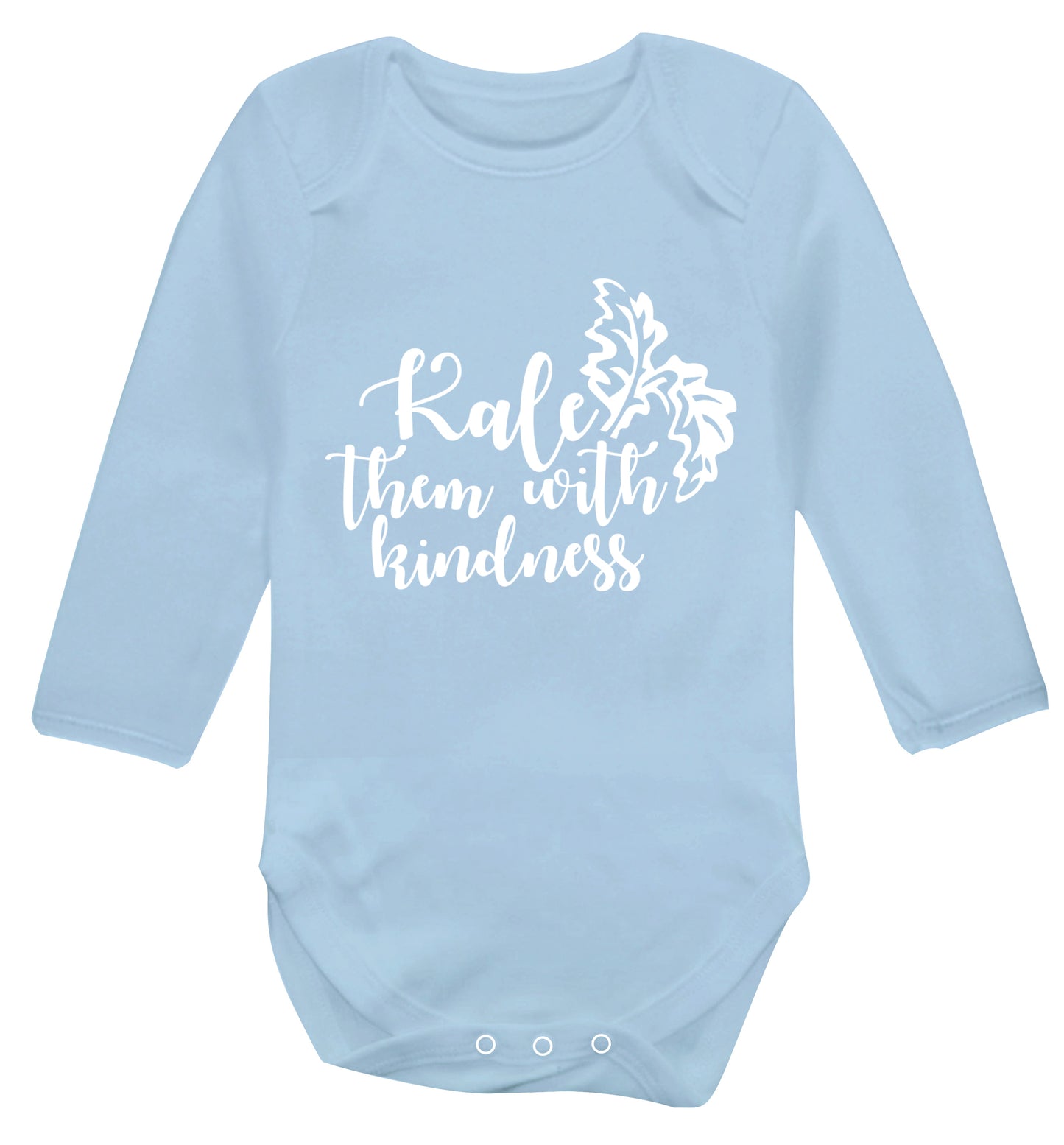 Kale them with kindness Baby Vest long sleeved pale blue 6-12 months