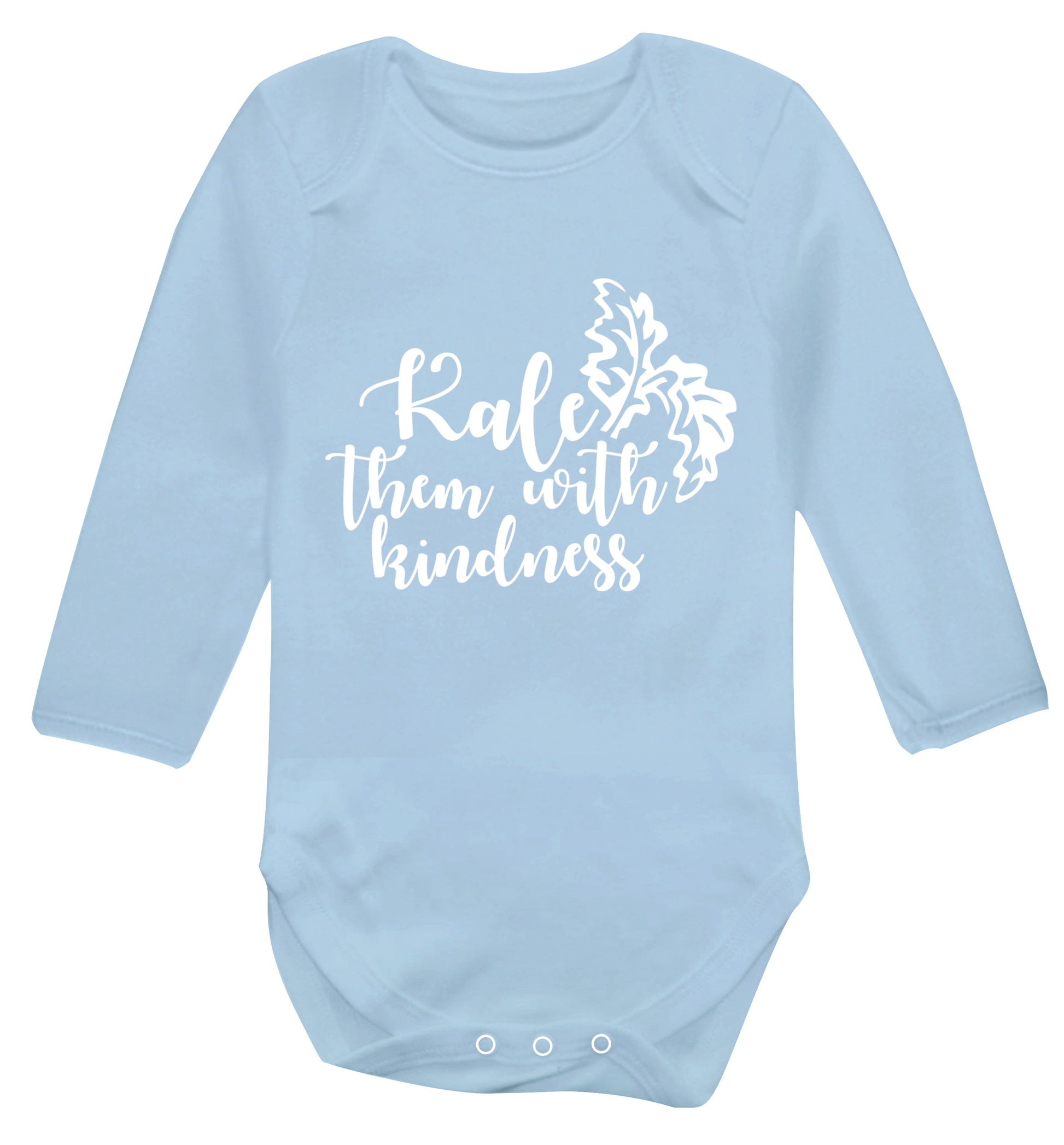 Kale them with kindness Baby Vest long sleeved pale blue 6-12 months