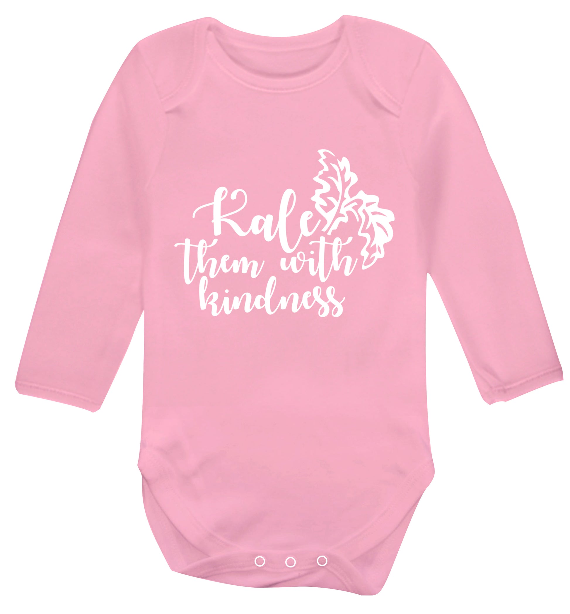 Kale them with kindness Baby Vest long sleeved pale pink 6-12 months