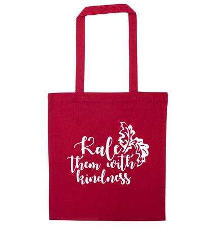 Kale them with kindness red tote bag