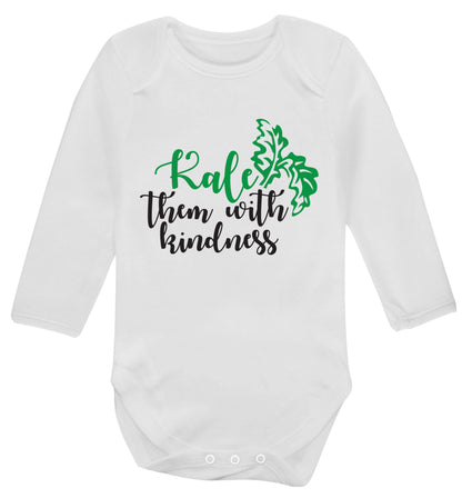 Kale them with kindness Baby Vest long sleeved white 6-12 months