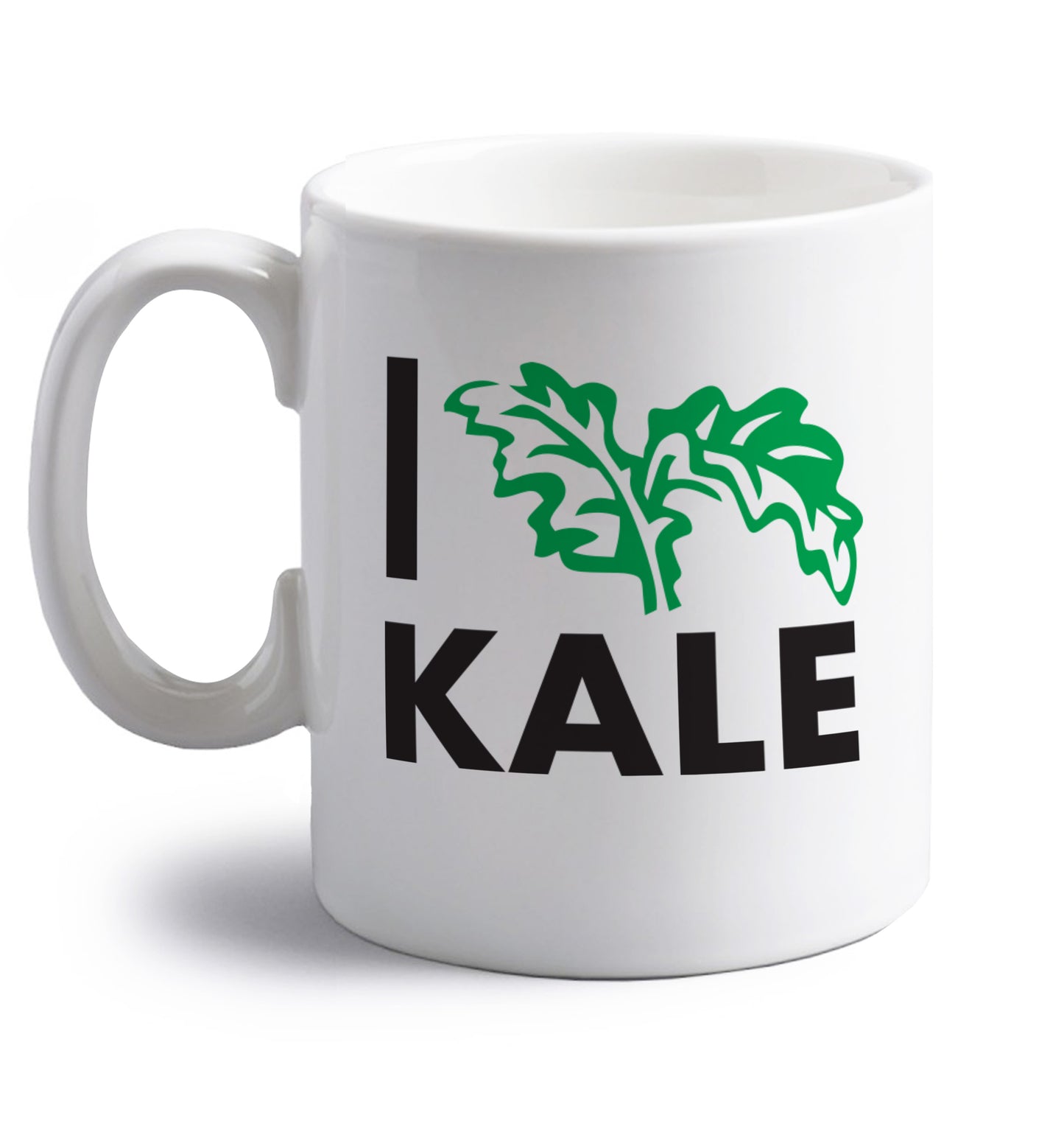 I love kale right handed white ceramic mug 