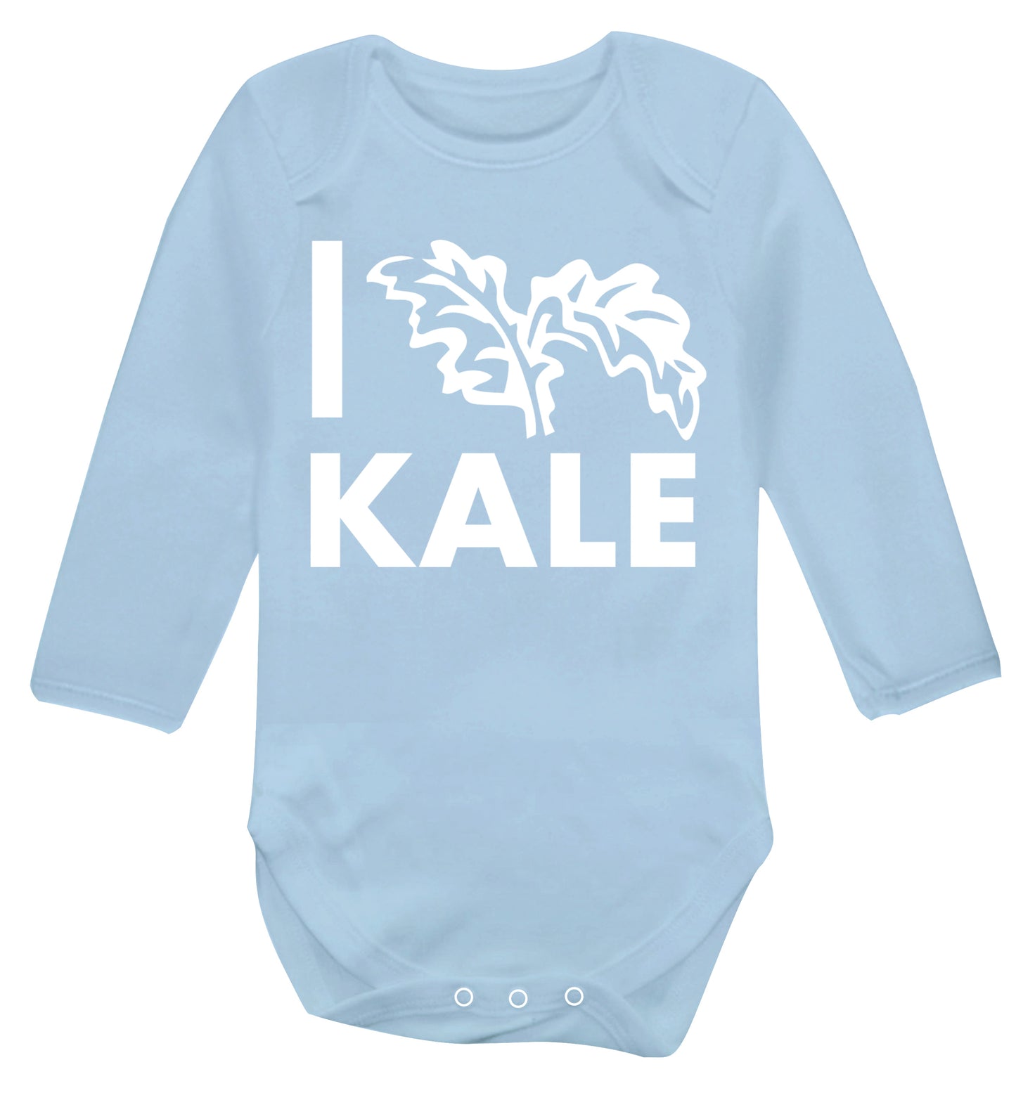 I love kale Baby Vest long sleeved pale blue 6-12 months