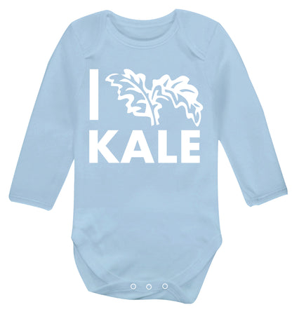 I love kale Baby Vest long sleeved pale blue 6-12 months