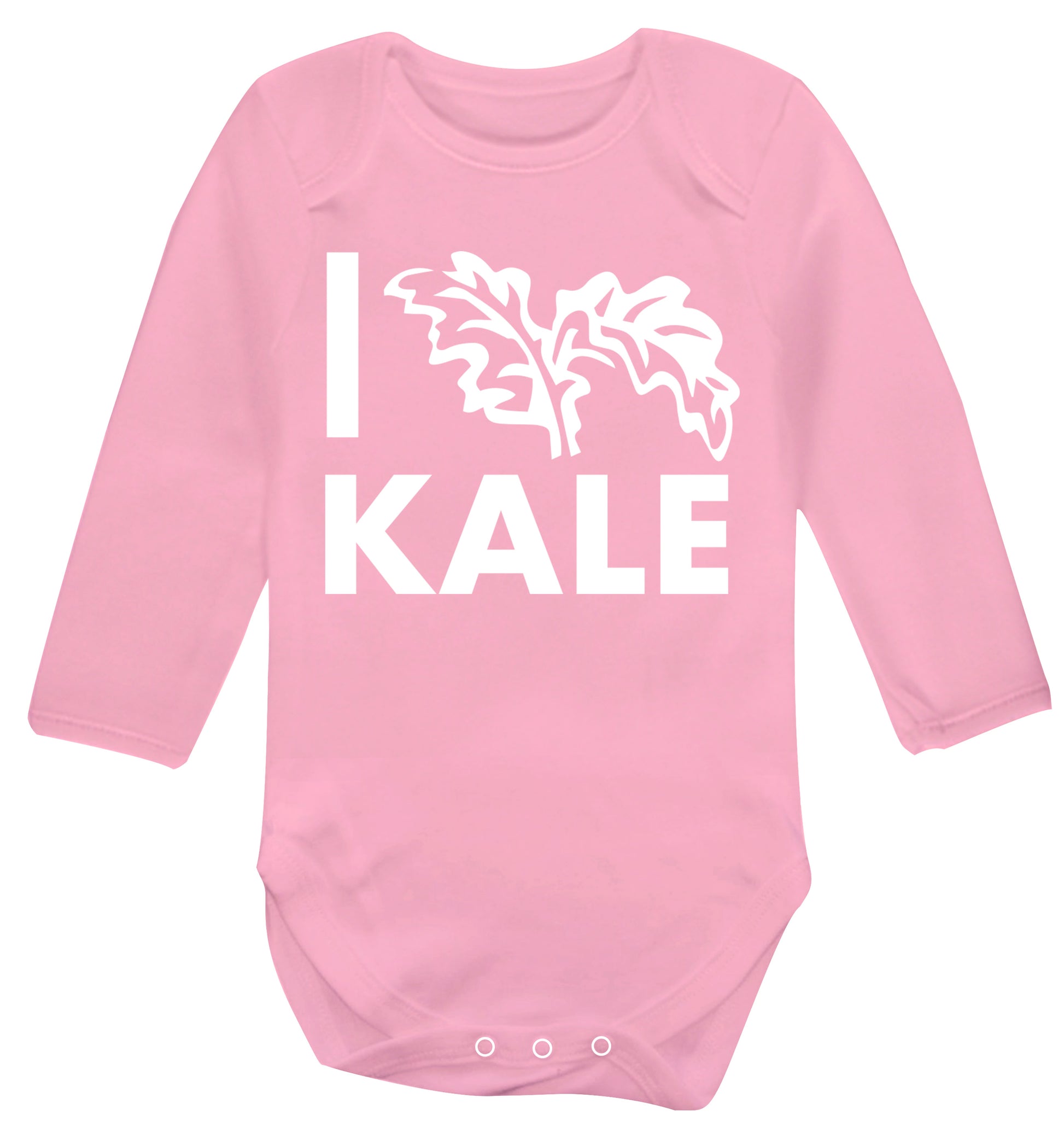 I love kale Baby Vest long sleeved pale pink 6-12 months
