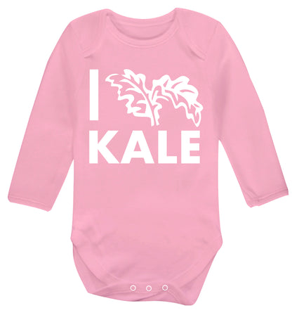 I love kale Baby Vest long sleeved pale pink 6-12 months