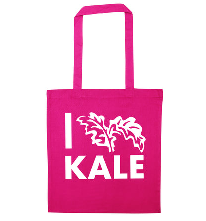 I love kale pink tote bag