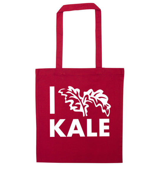 I love kale red tote bag