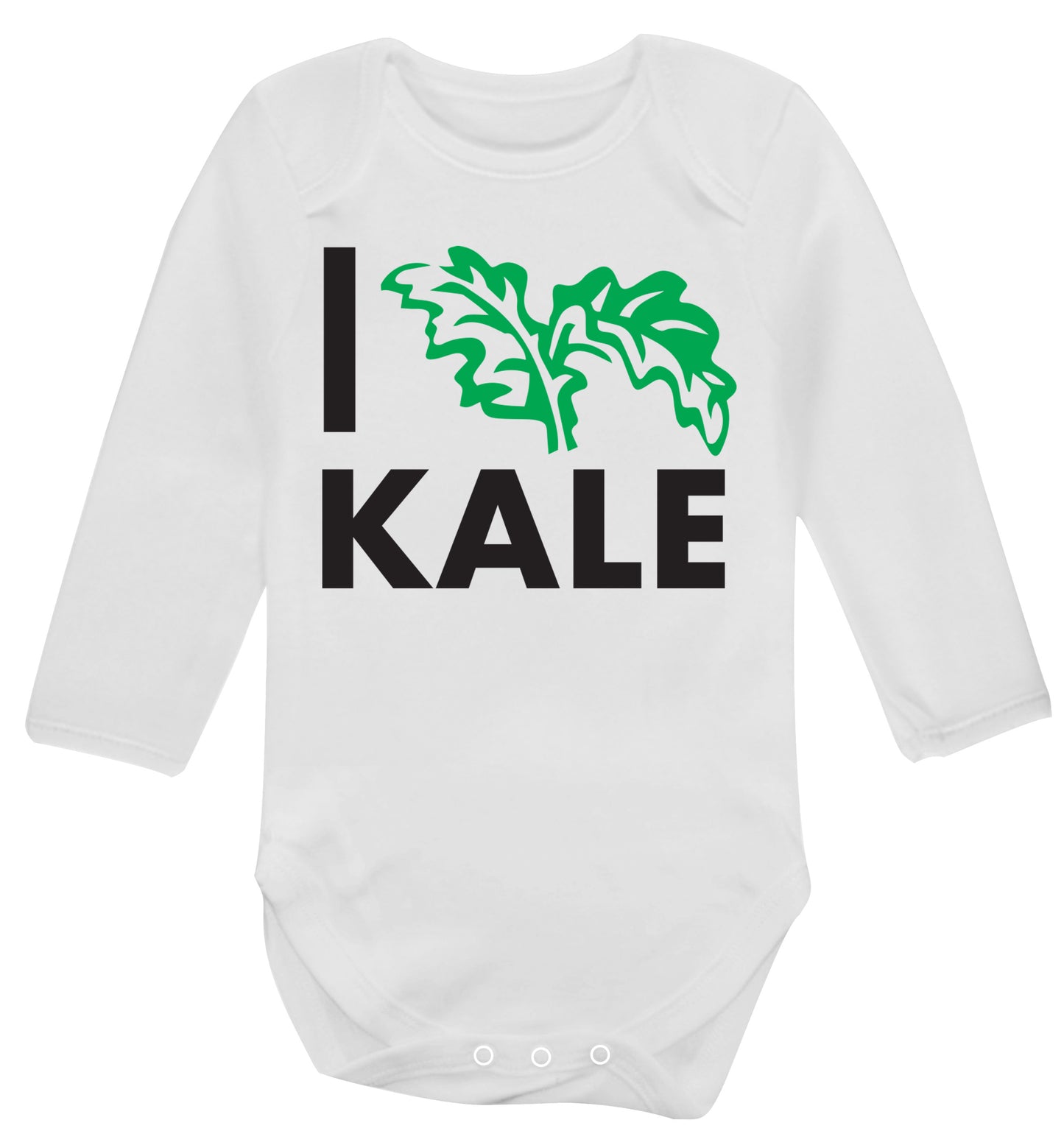 I love kale Baby Vest long sleeved white 6-12 months