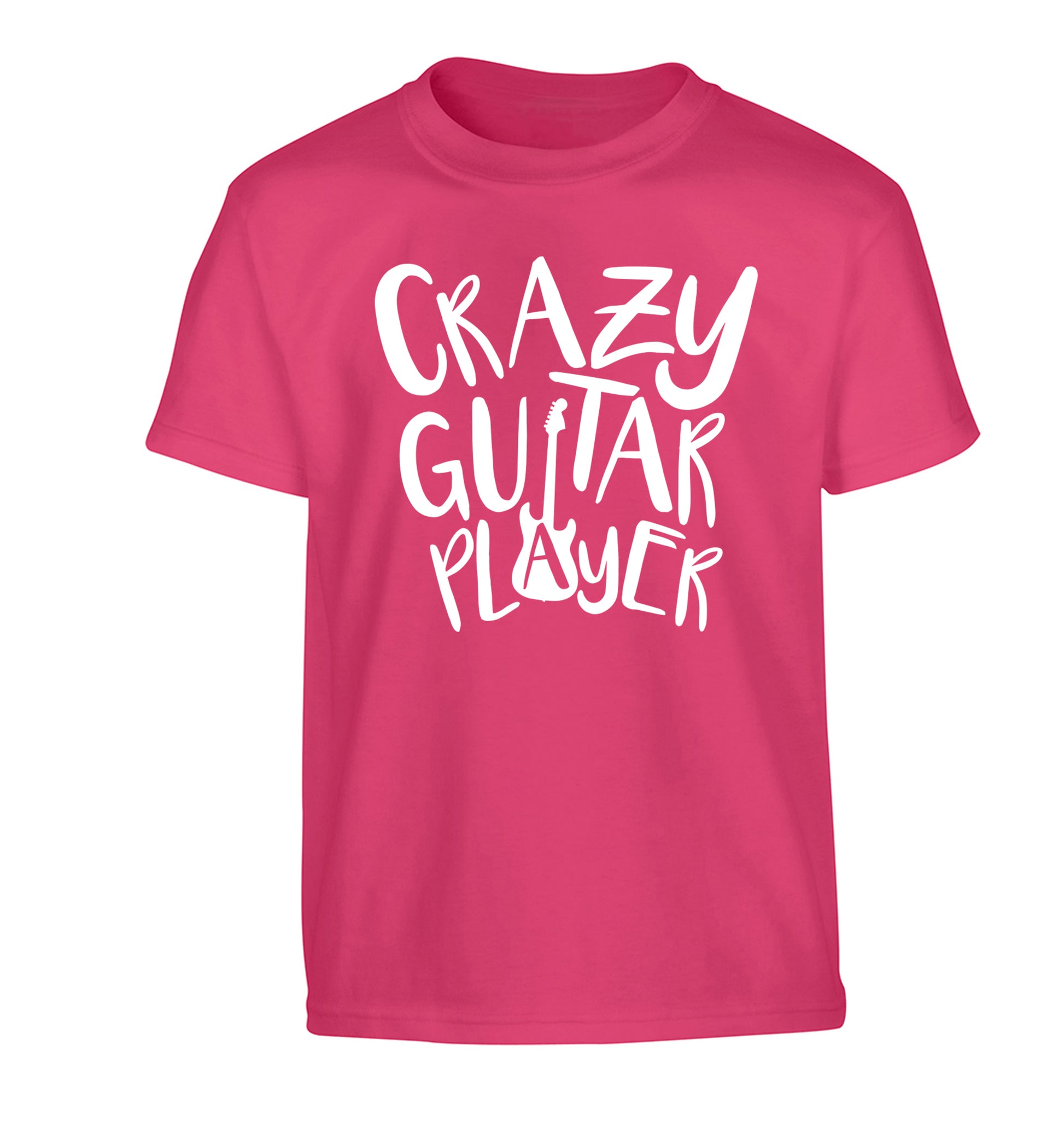 Crazy guitar player Children's pink Tshirt 12-14 Years