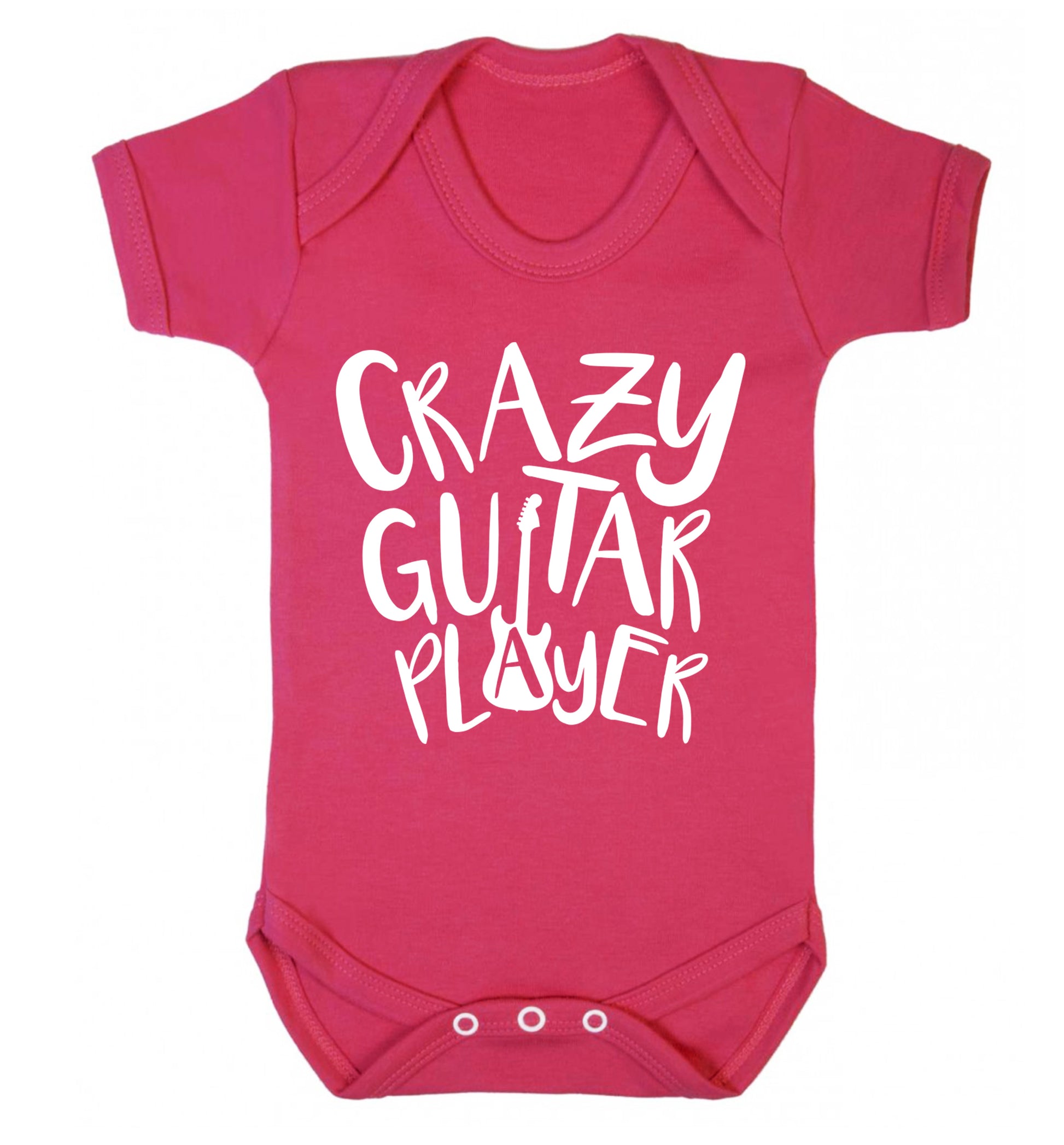 Crazy guitar player Baby Vest dark pink 18-24 months