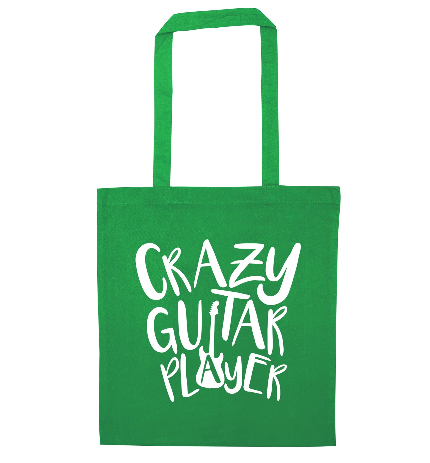 Crazy guitar player green tote bag