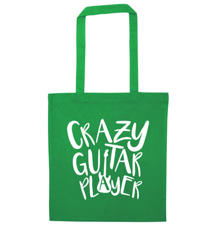 Crazy guitar player green tote bag