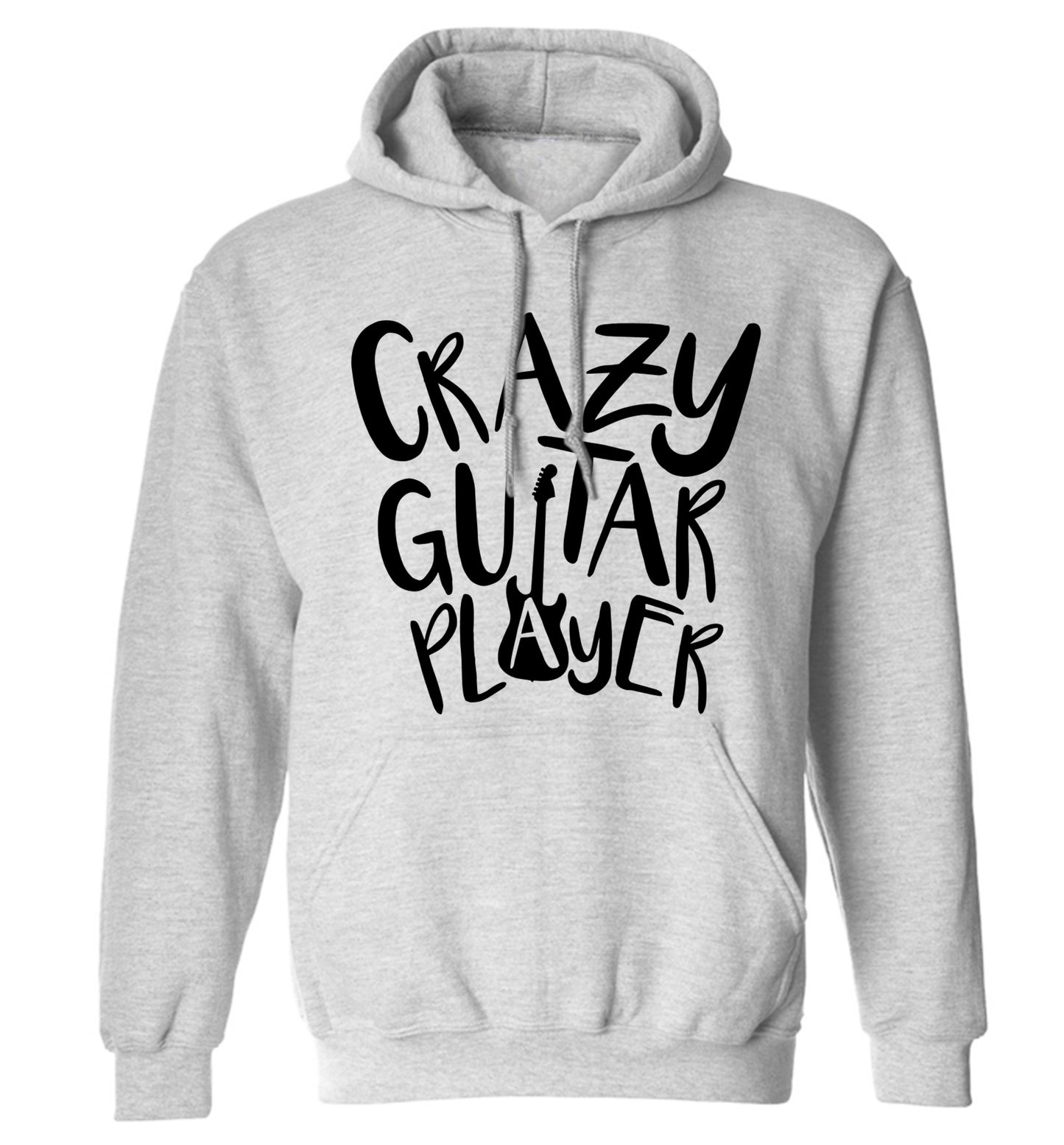 Crazy guitar player adults unisex grey hoodie 2XL