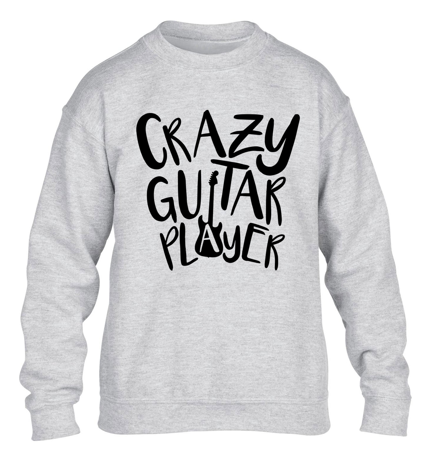 Crazy guitar player children's grey sweater 12-14 Years
