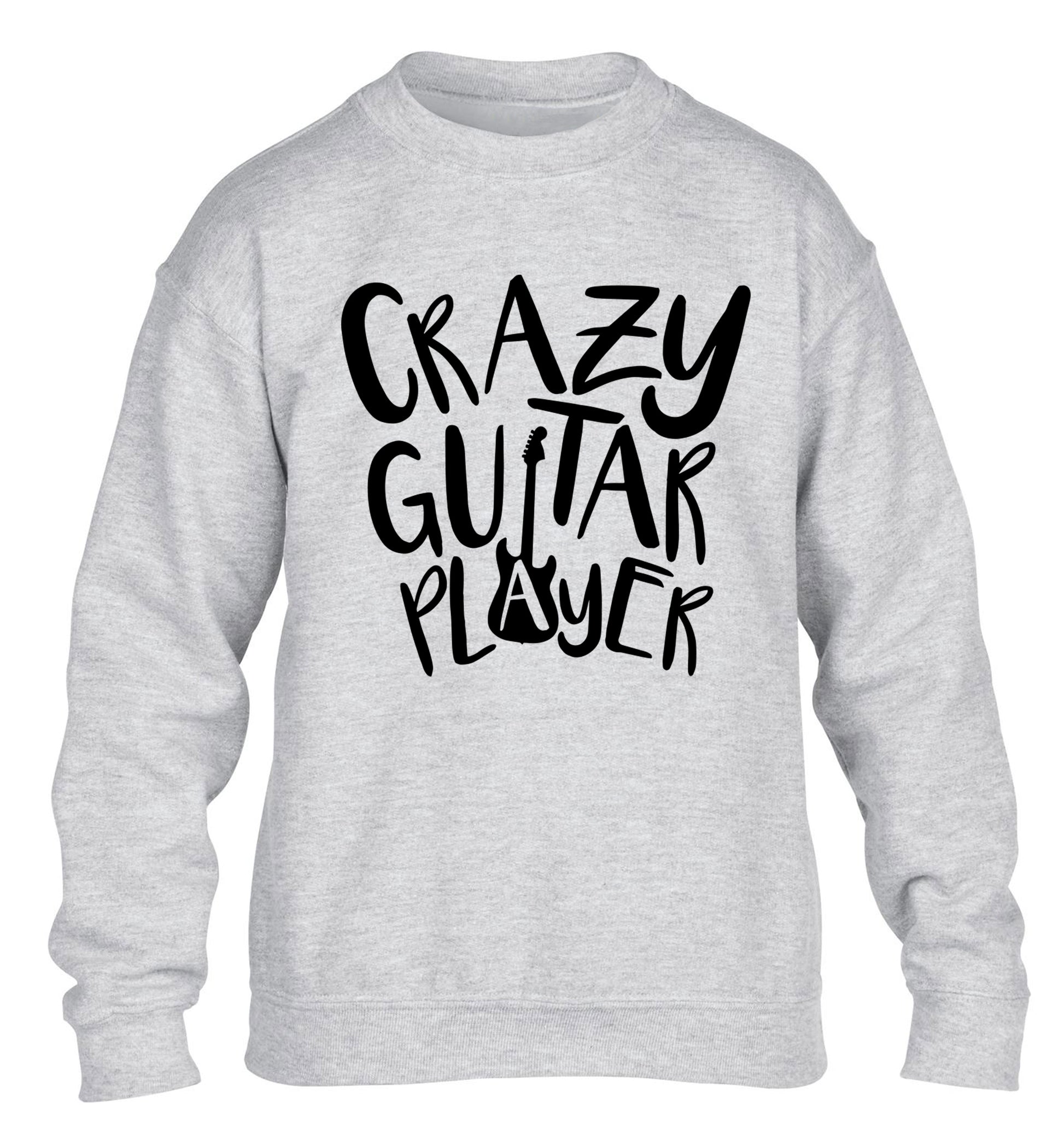 Crazy guitar player children's grey sweater 12-14 Years