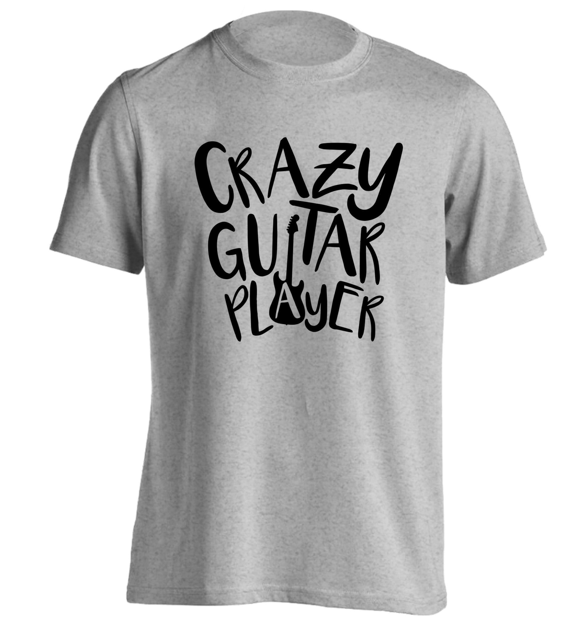 Crazy guitar player adults unisex grey Tshirt 2XL