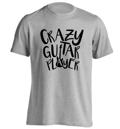 Crazy guitar player adults unisex grey Tshirt 2XL