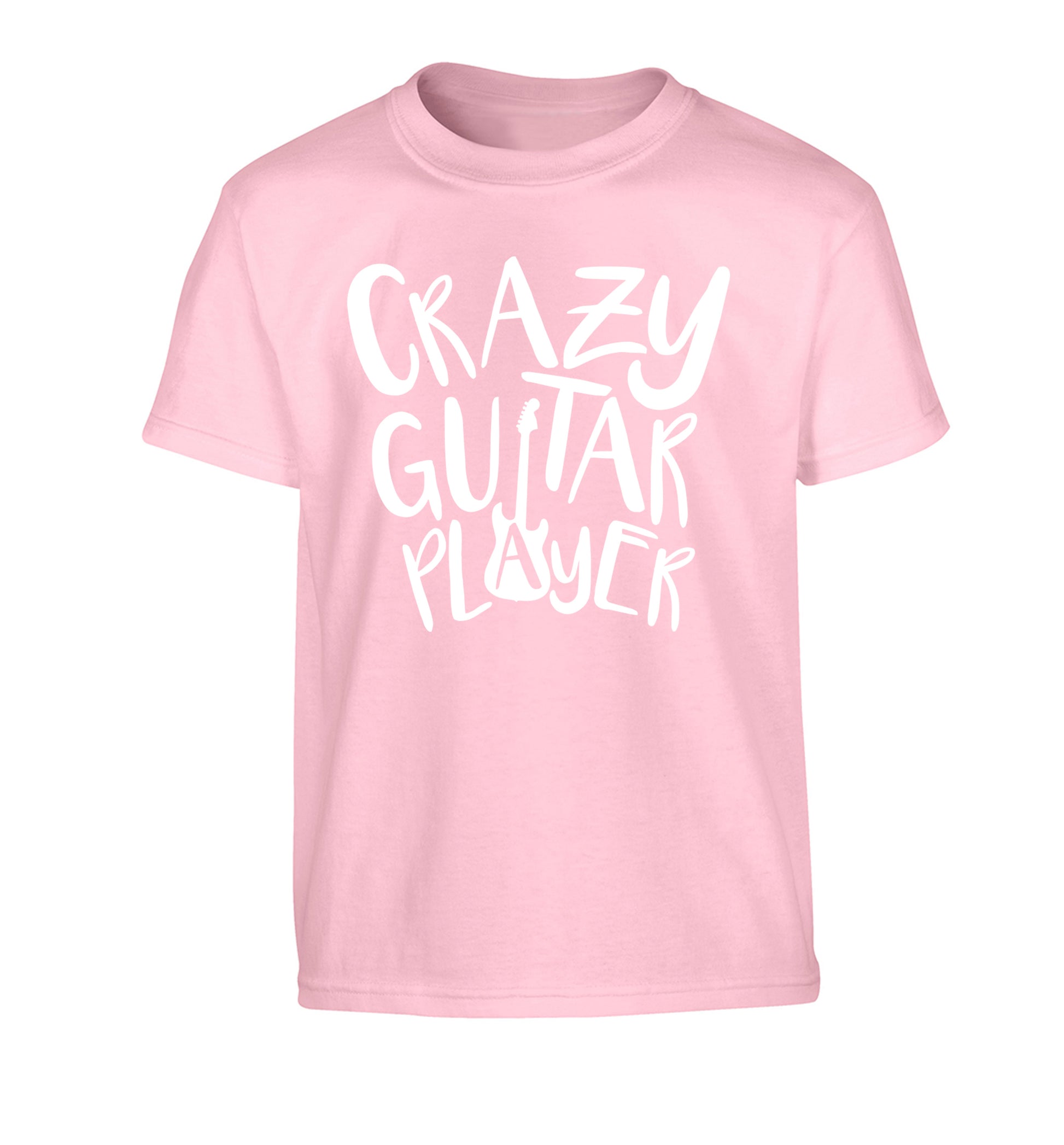 Crazy guitar player Children's light pink Tshirt 12-14 Years