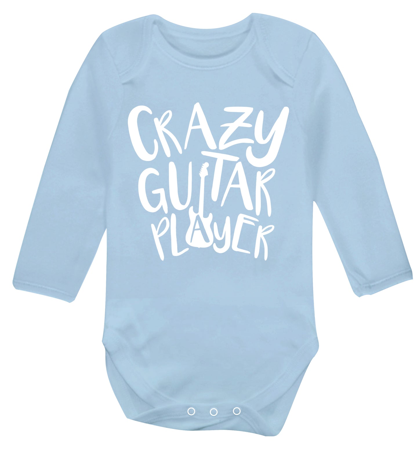 Crazy guitar player Baby Vest long sleeved pale blue 6-12 months