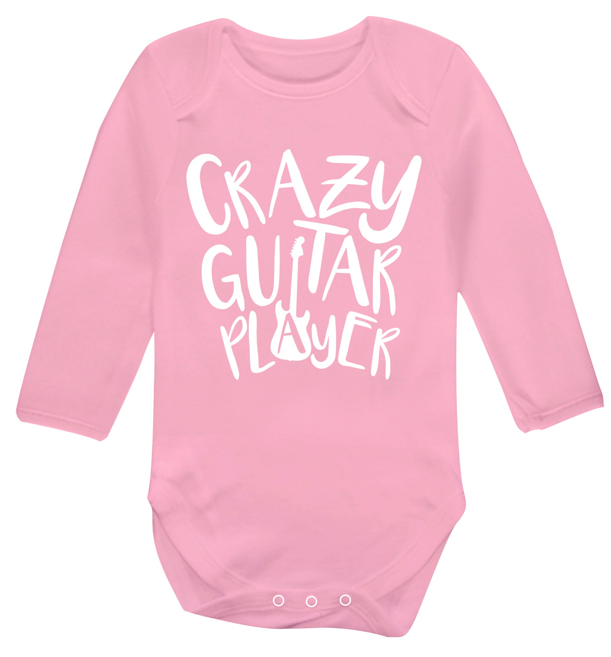 Crazy guitar player Baby Vest long sleeved pale pink 6-12 months