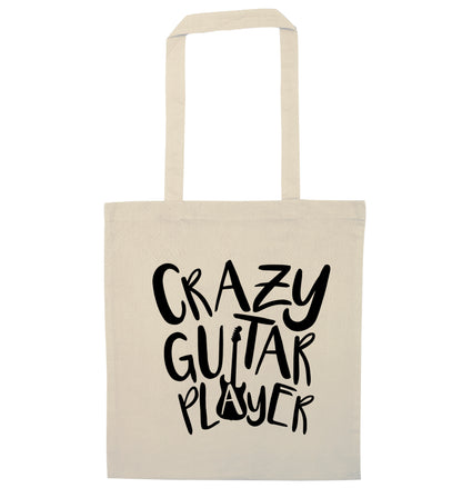 Crazy guitar player natural tote bag