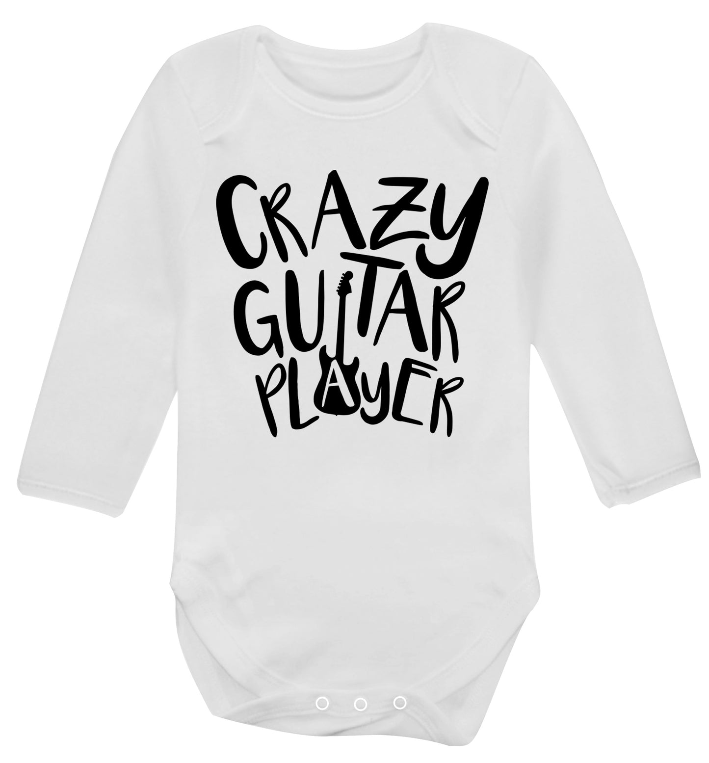 Crazy guitar player Baby Vest long sleeved white 6-12 months