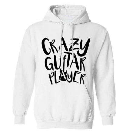 Crazy guitar player adults unisex white hoodie 2XL