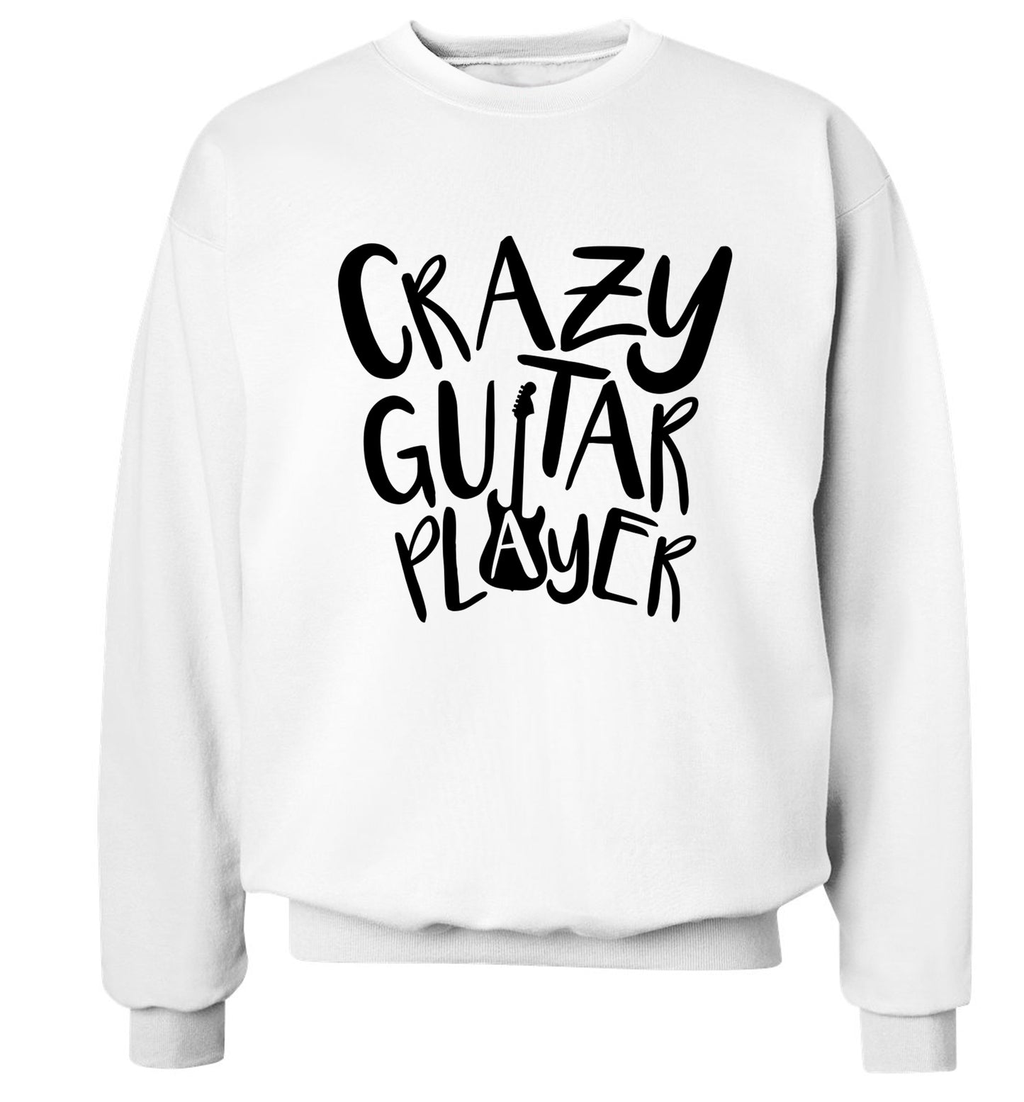 Crazy guitar player Adult's unisex white Sweater 2XL