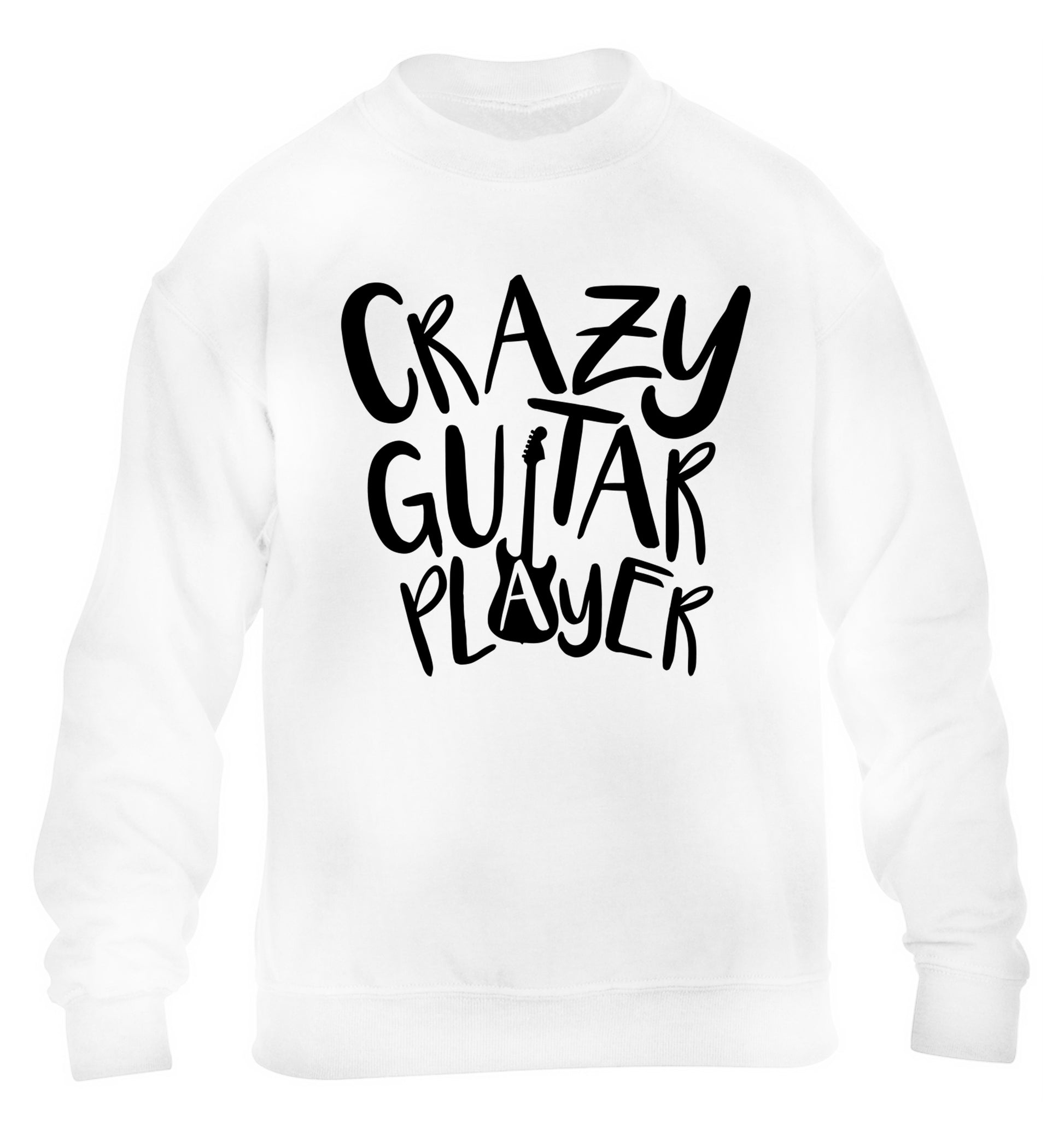 Crazy guitar player children's white sweater 12-14 Years