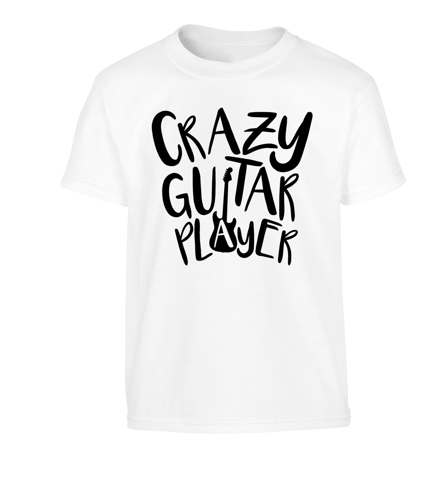 Crazy guitar player Children's white Tshirt 12-14 Years