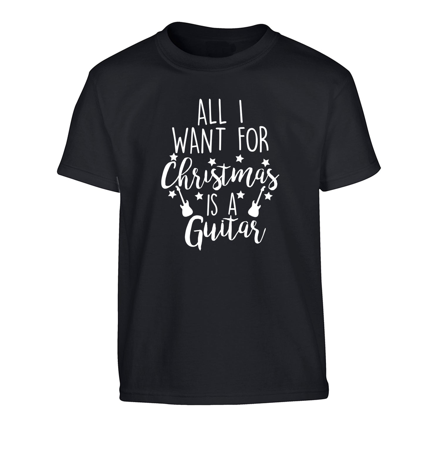 All I want for Christmas is a guitar Children's black Tshirt 12-14 Years