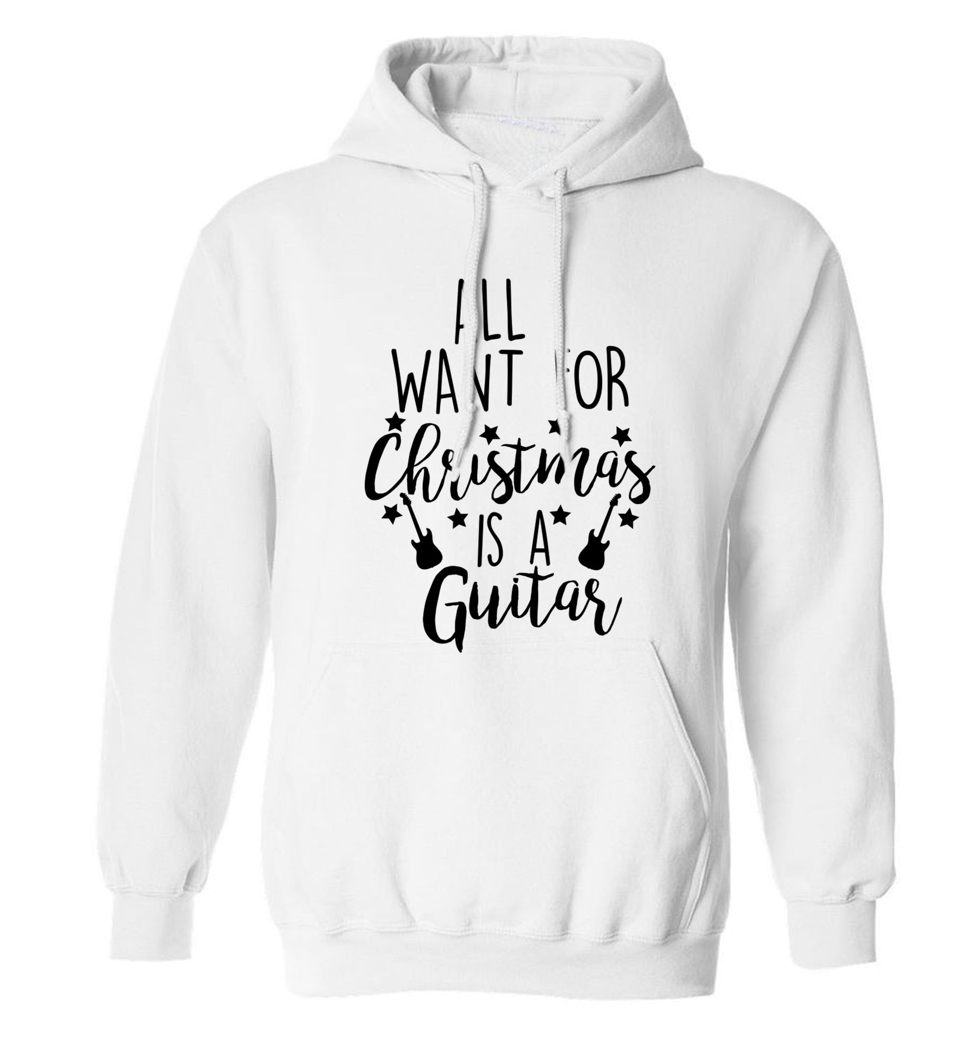 All I want for Christmas is a guitar adults unisex white hoodie 2XL