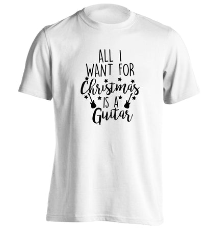 All I want for Christmas is a guitar adults unisex white Tshirt 2XL