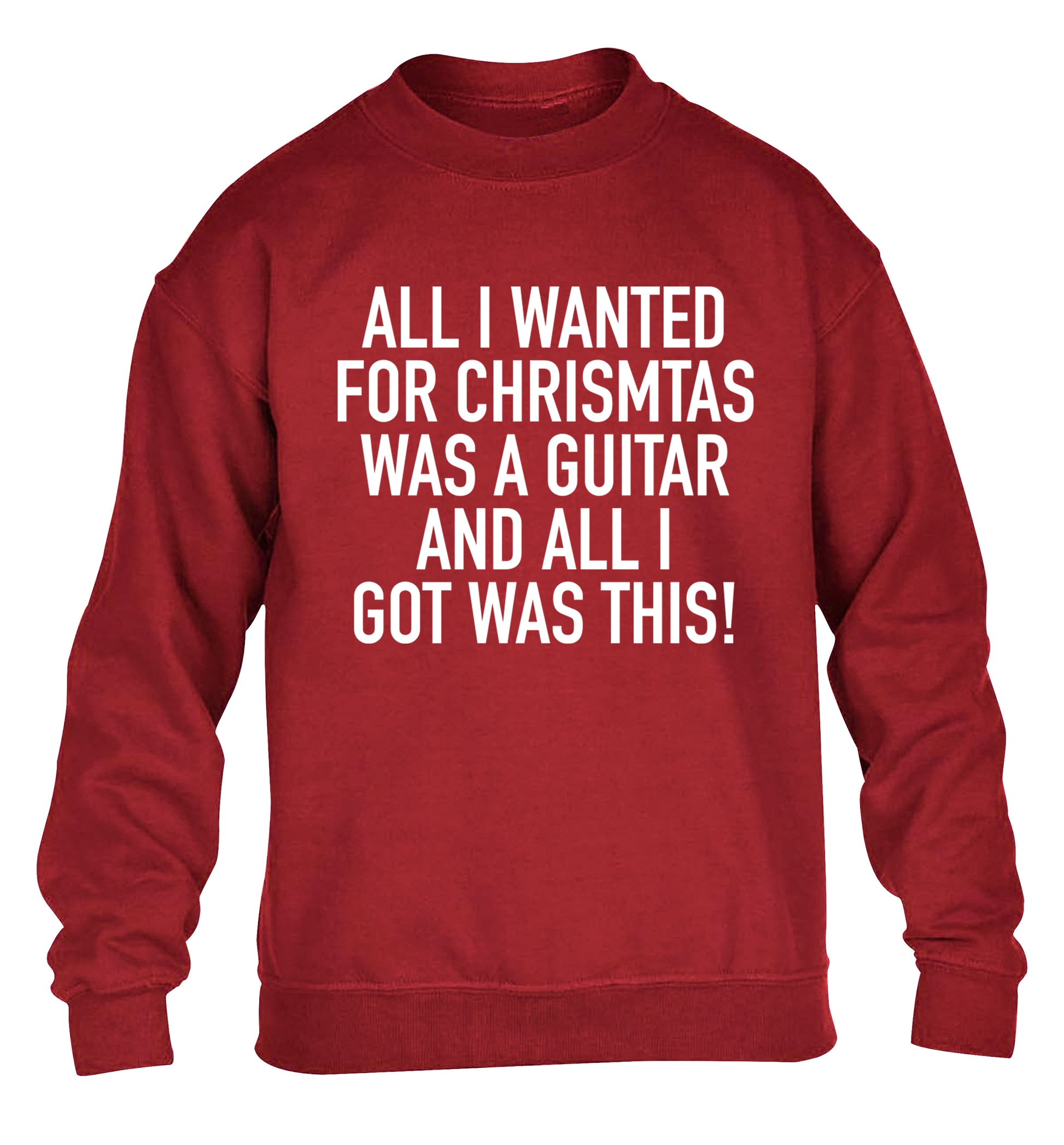 All I wanted for Christmas was a guitar and all I got was this! children's grey sweater 12-14 Years