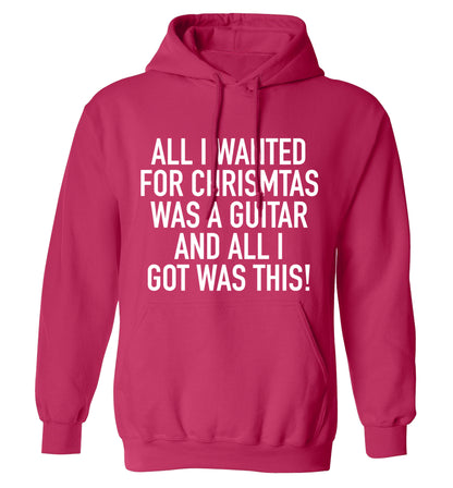 All I wanted for Christmas was a guitar and all I got was this! adults unisex pink hoodie 2XL