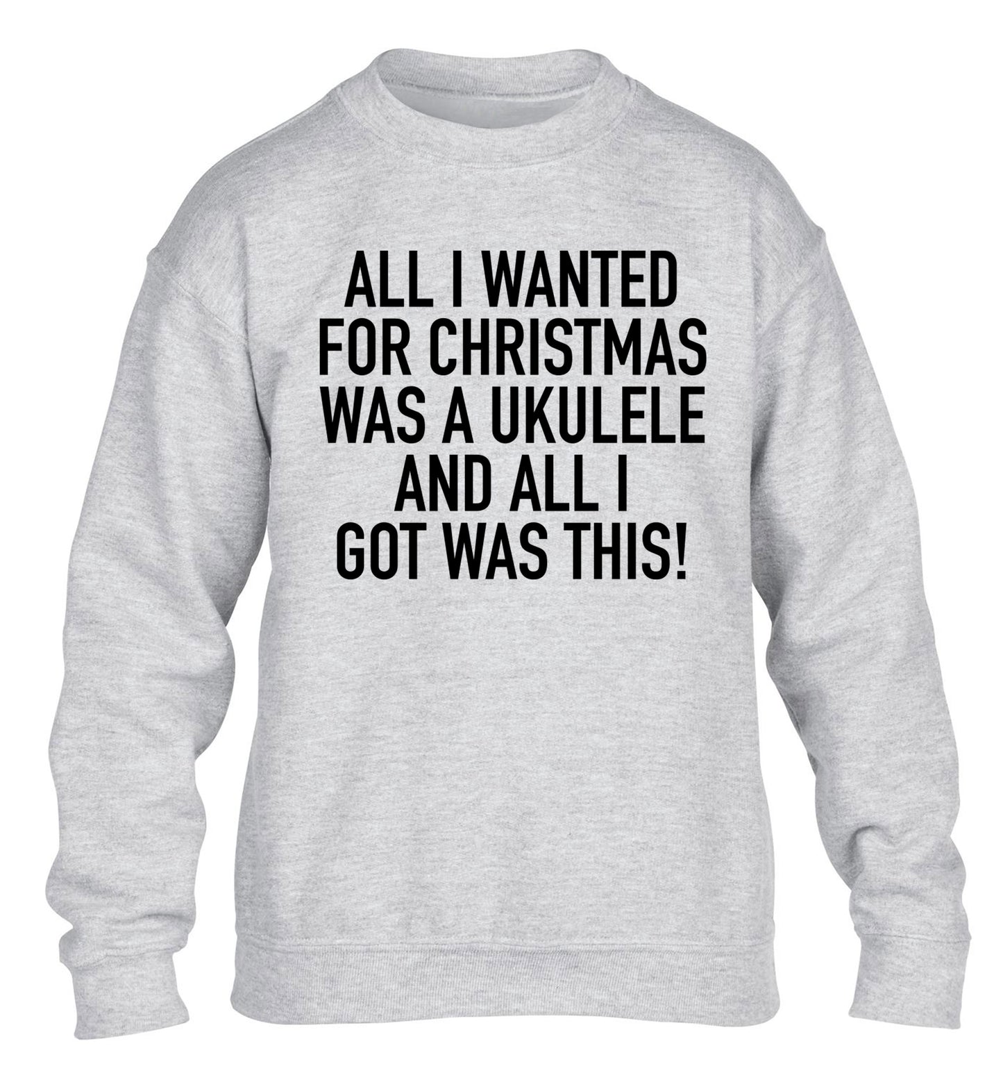 All I wanted for Christmas was a ukulele and all I got was this! children's grey sweater 12-14 Years
