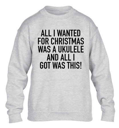 All I wanted for Christmas was a ukulele and all I got was this! children's grey sweater 12-14 Years