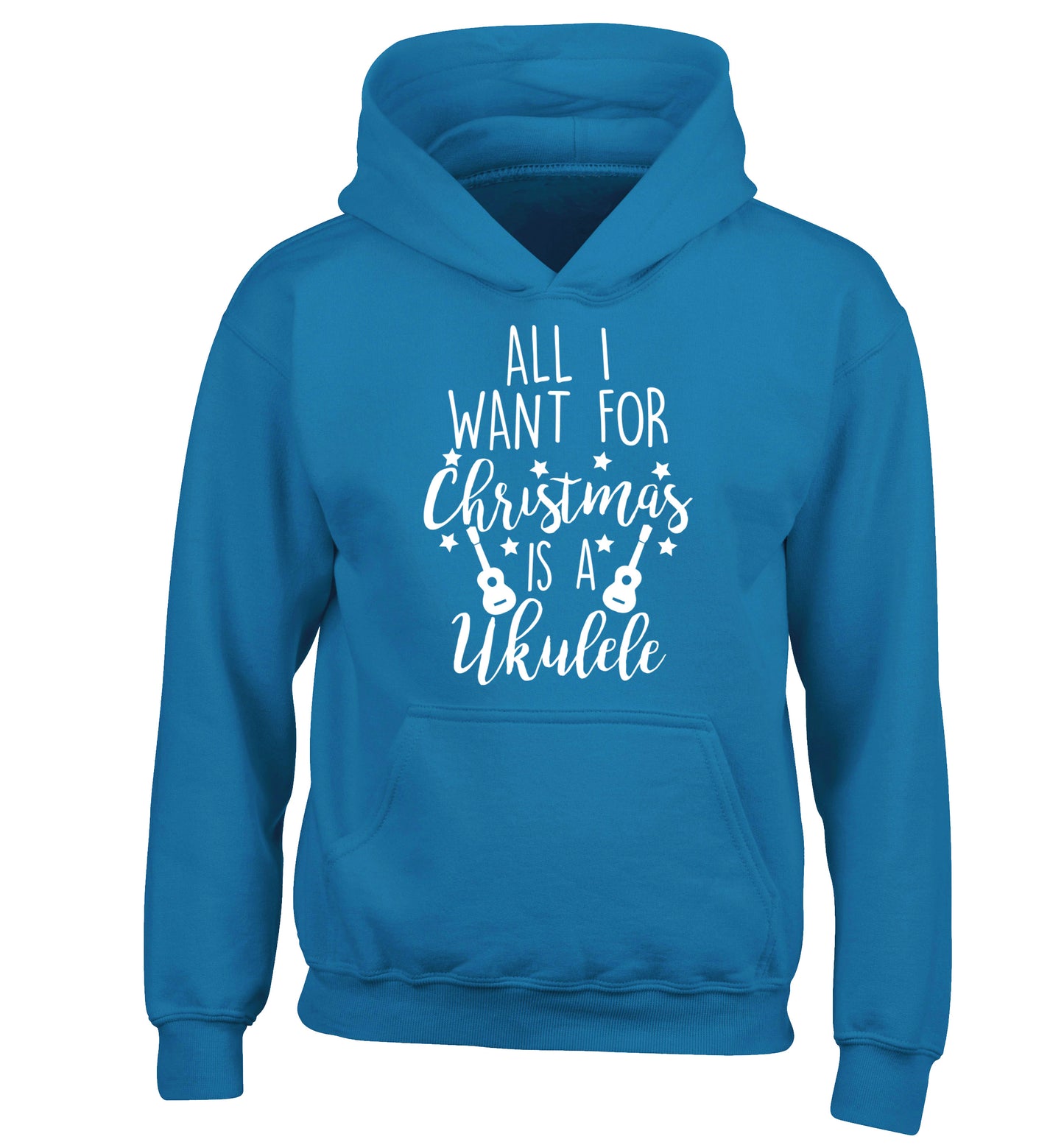 All I want for christmas is a ukulele children's blue hoodie 12-14 Years